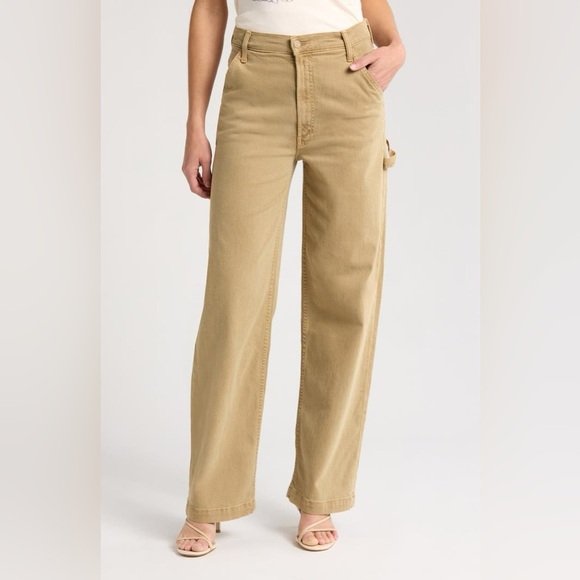 NWT $258 MOTHER The Stud Finder Sneak Wide Leg Jeans Prairie Sand Size 25 - Picture 1 of 14